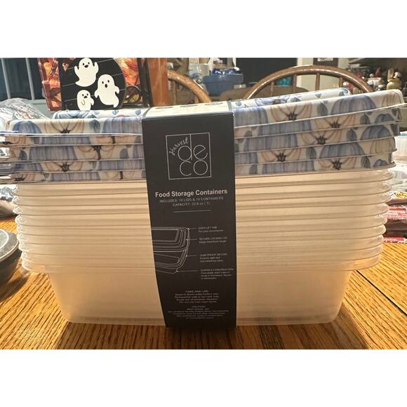 Harvest Deco Food Storage Containers 20 Pc 33.8 oz. 1 L. Fall Pumpkin Leaves - Picture 4 of 7